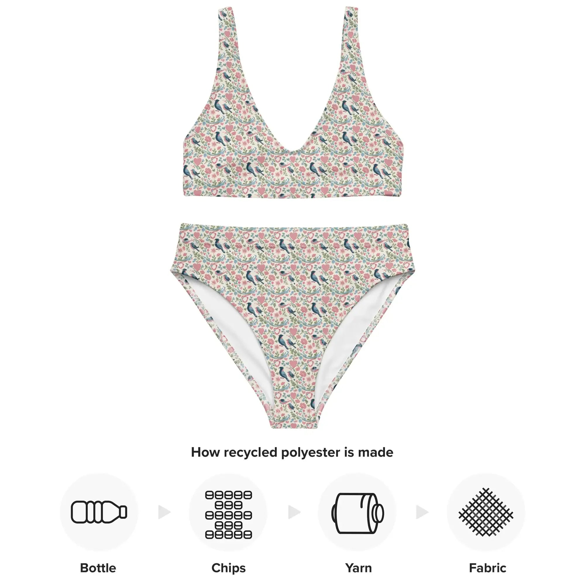 Birds Garden | Eco-Friendly | High-waisted Bikini | TeeandTurtle | Sustainable