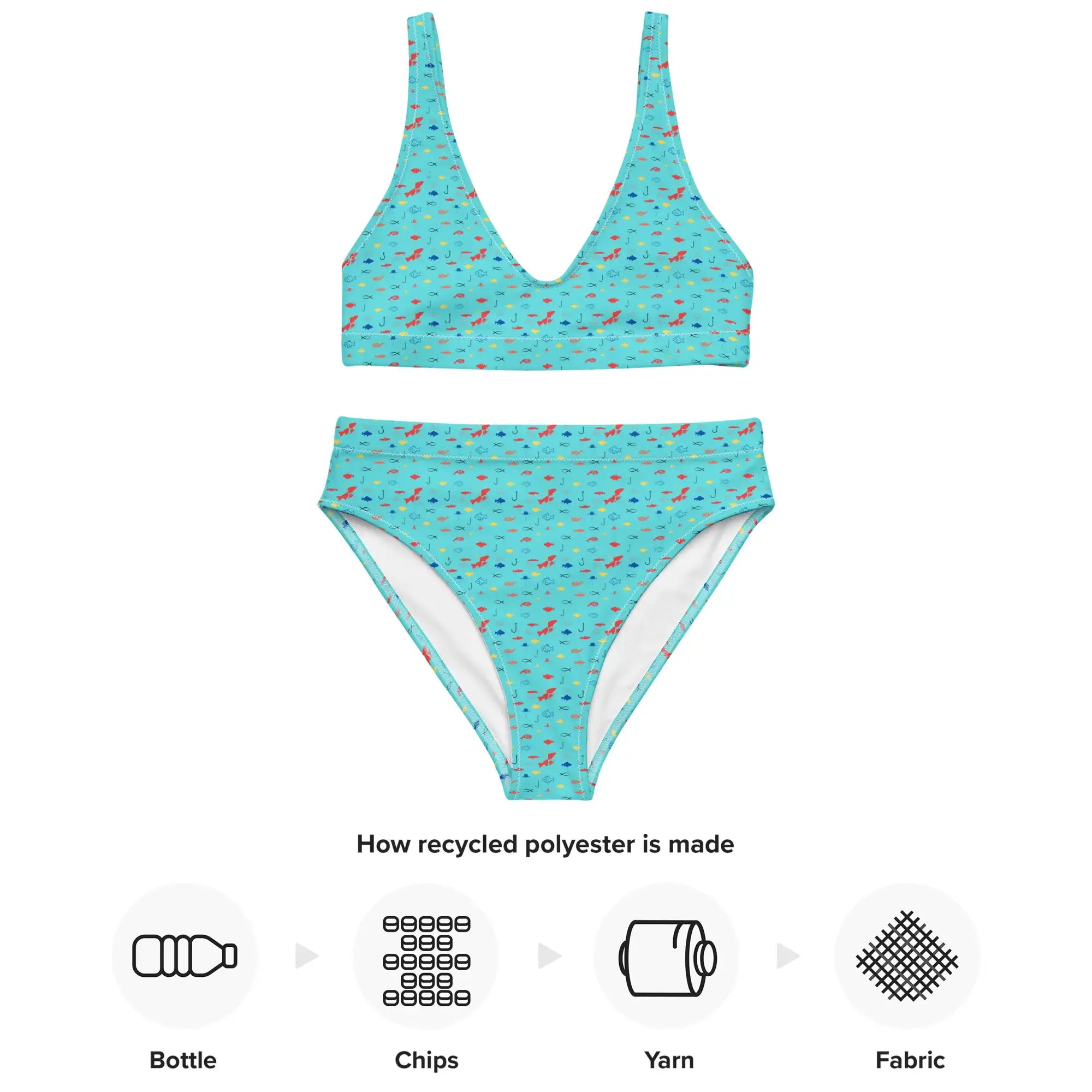 Fish Fiesta 2 | Eco-Friendly | High-waisted Bikini | TeeandTurtle | Sustainable
