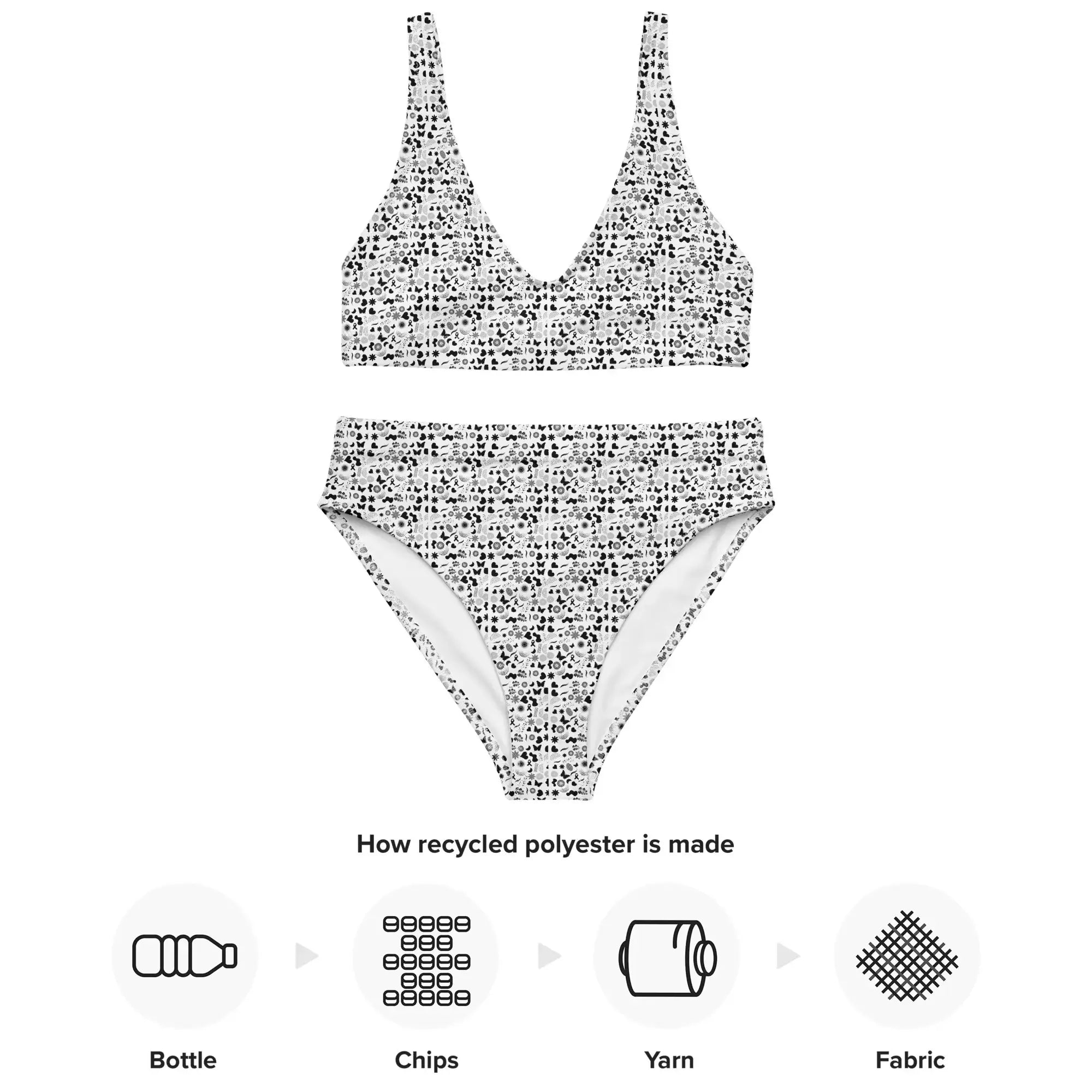 Black Garden | Eco-Friendly | High-waisted Bikini | TeeandTurtle | Sustainable