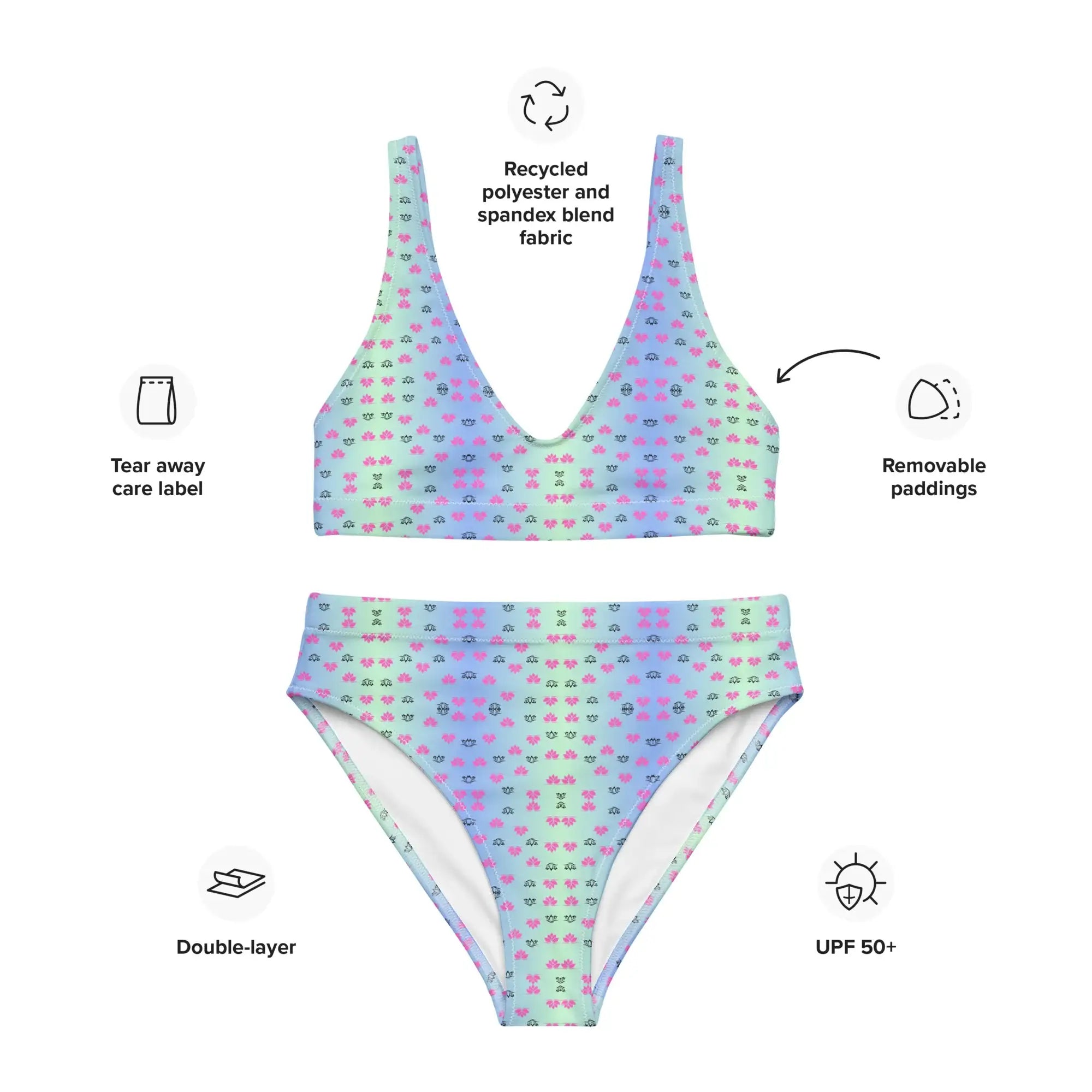 Lotus Gradiant | Eco-Friendly | High-waisted Bikini | TeeandTurtle | Sustainable
