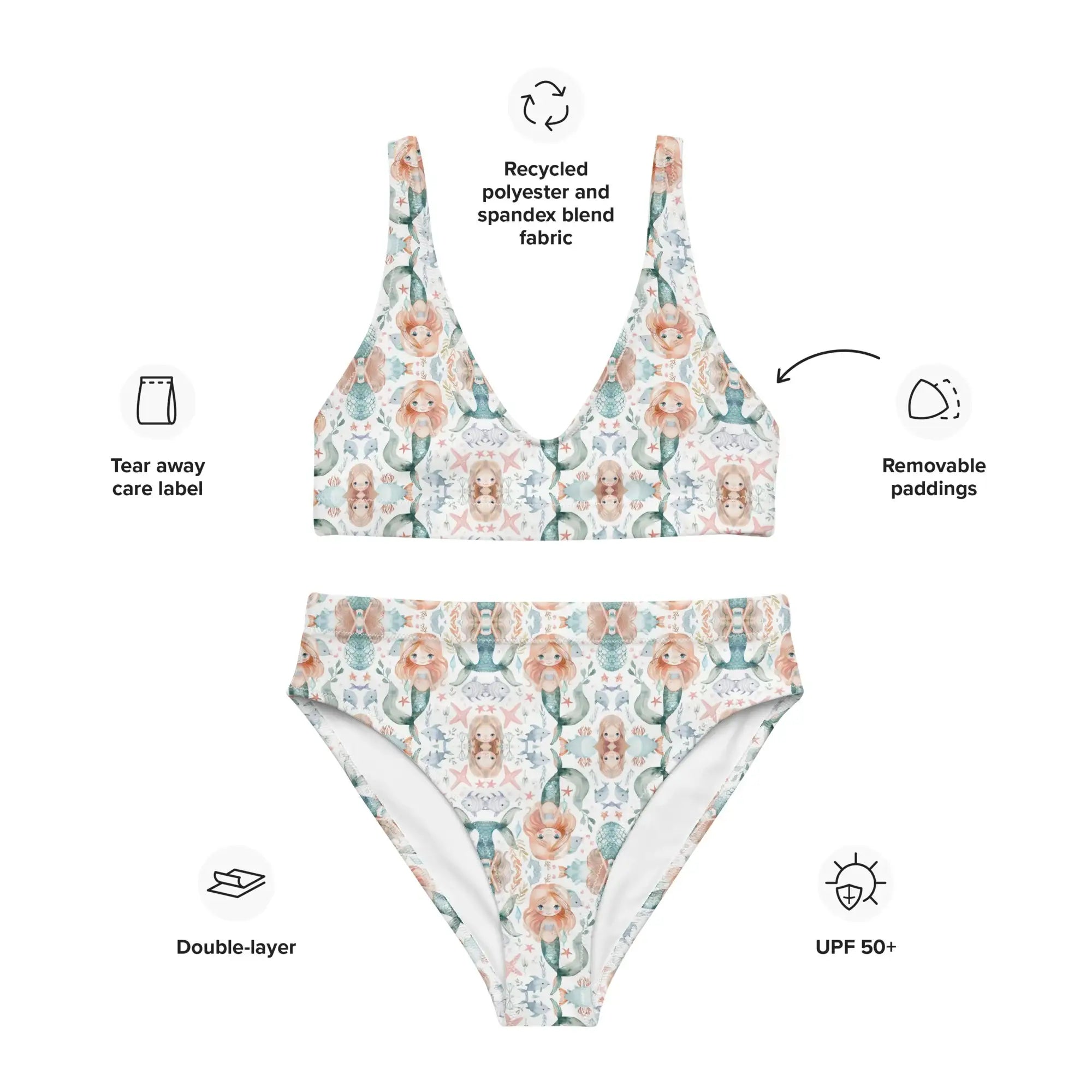 Mermaid | Eco-Friendly | High-waisted Bikini | TeeandTurtle | Sustainable