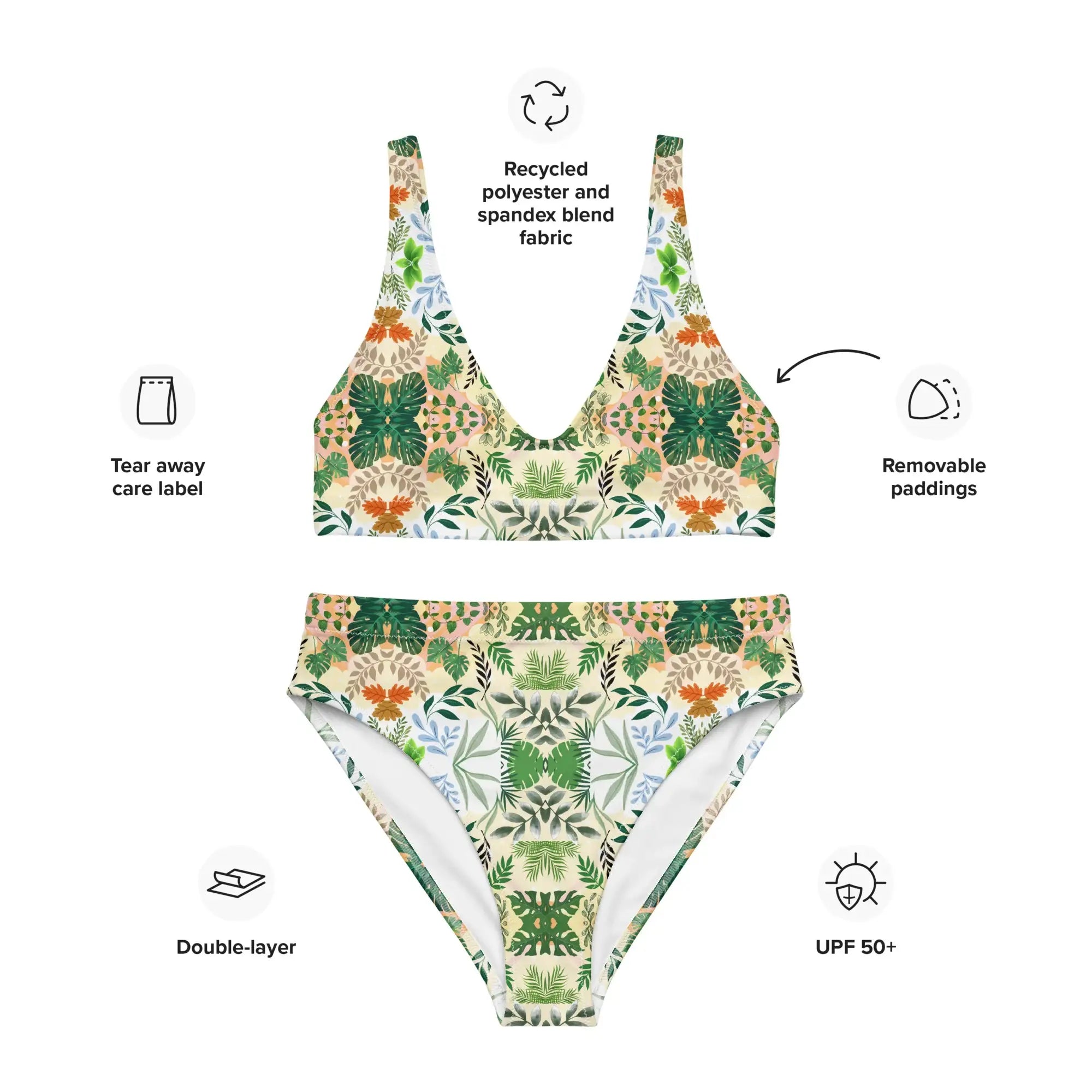 Boho Floral | Eco-Friendly | High-waisted Bikini | TeeandTurtle | Sustainable