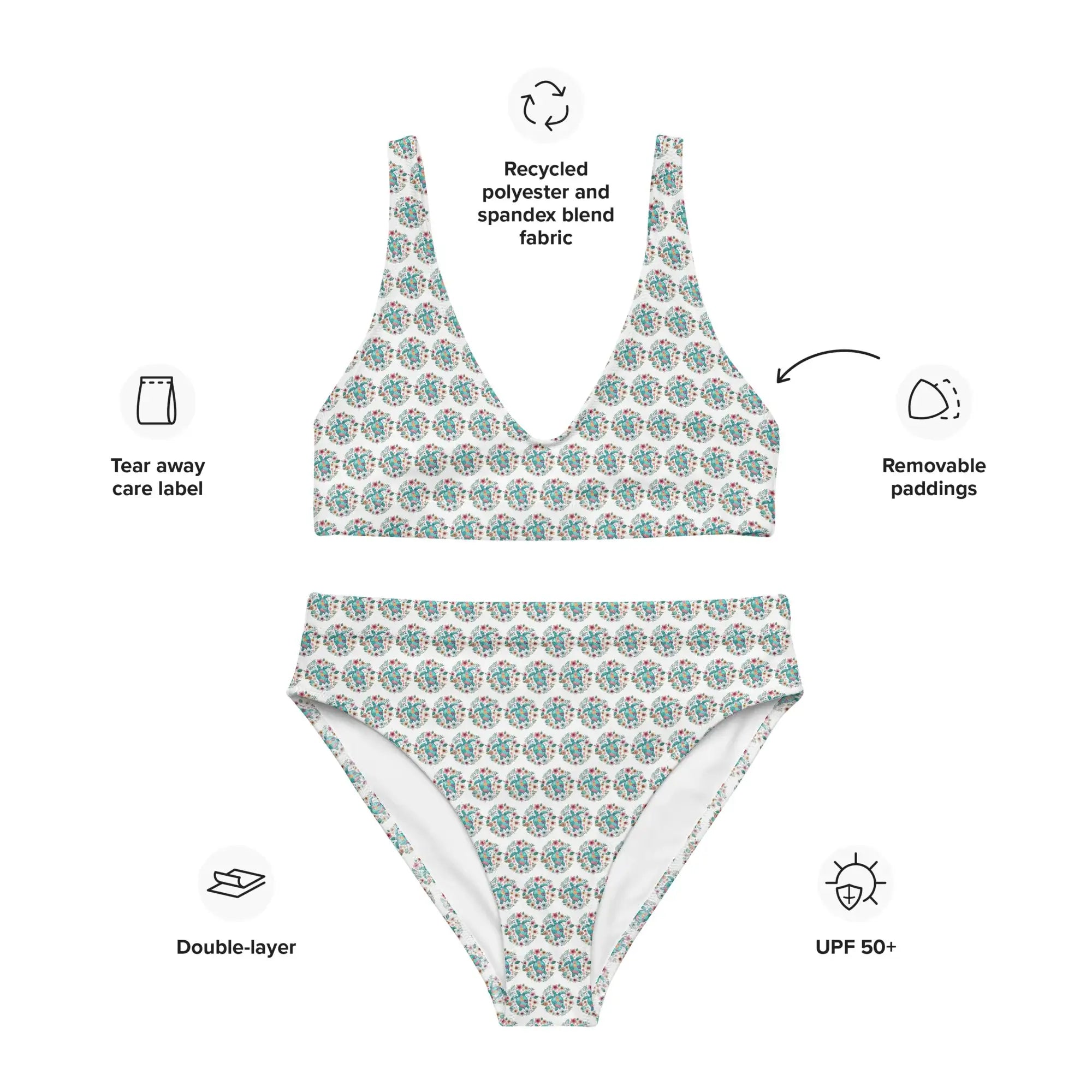 Sea Turtle | Eco-Friendly | High-waisted Bikini | TeeandTurtle | Sustainable