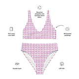 Pink Feather | Eco-Friendly | High-waisted Bikini | TeeandTurtle | Sustainable