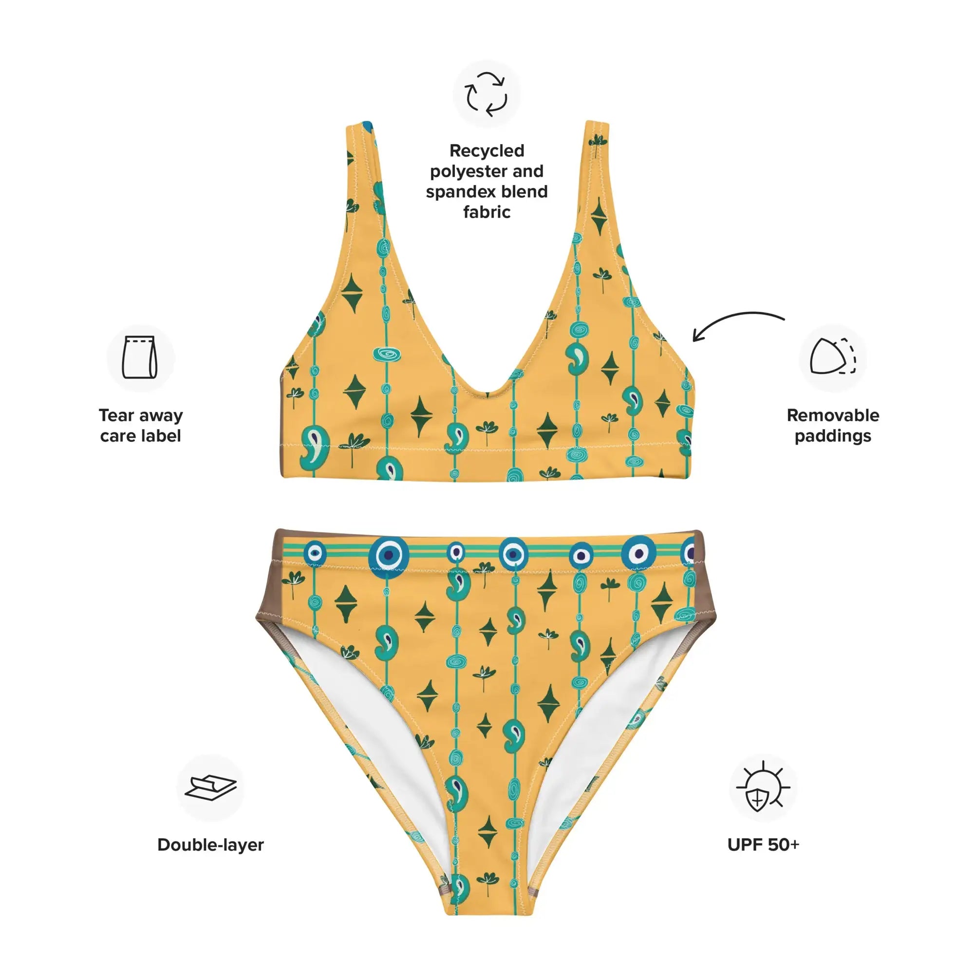Blue Mangos | Eco-Friendly | High-waisted Bikini | TeeandTurtle | Sustainable
