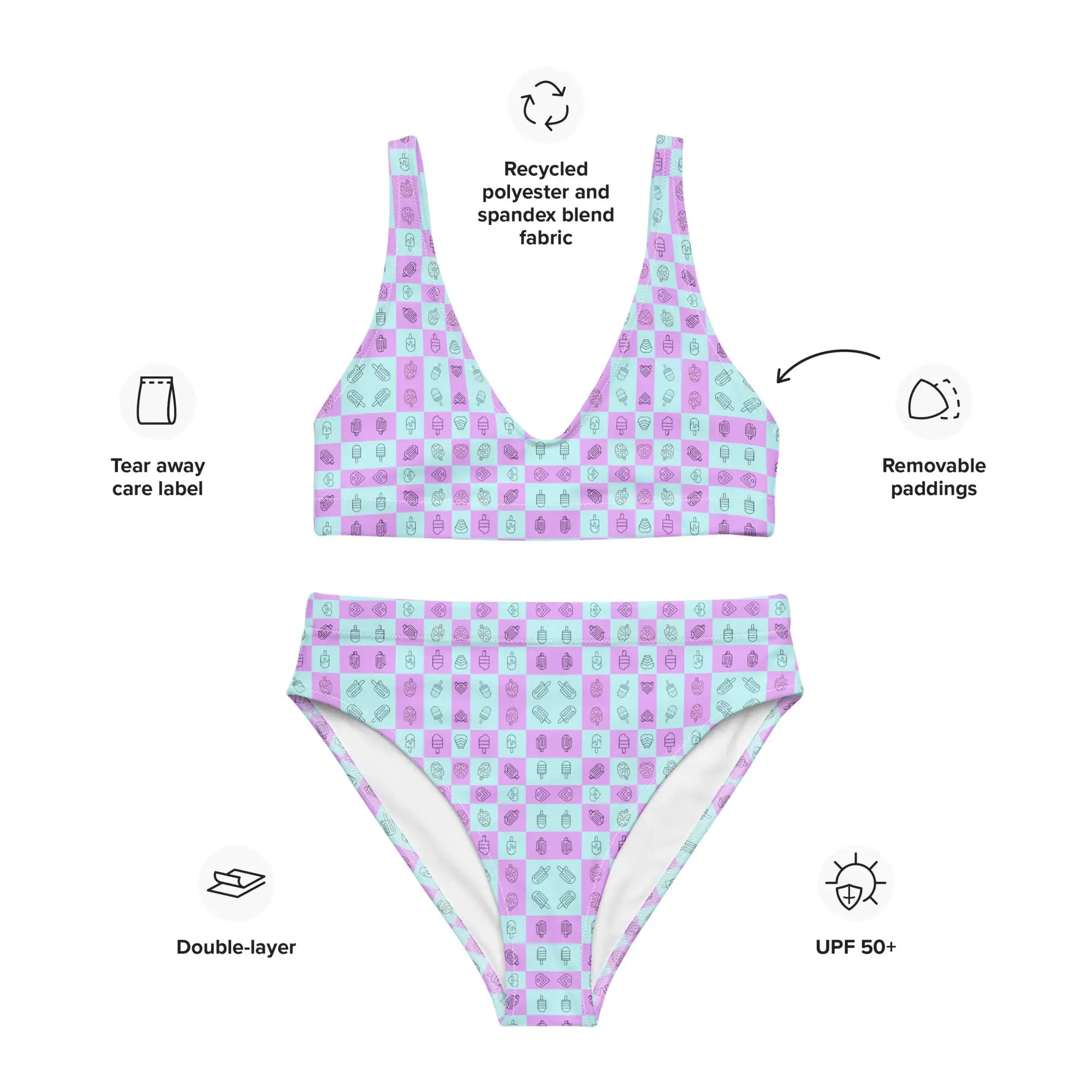 Popsicle | Eco-Friendly | High-waisted Bikini | TeeandTurtle | Sustainable