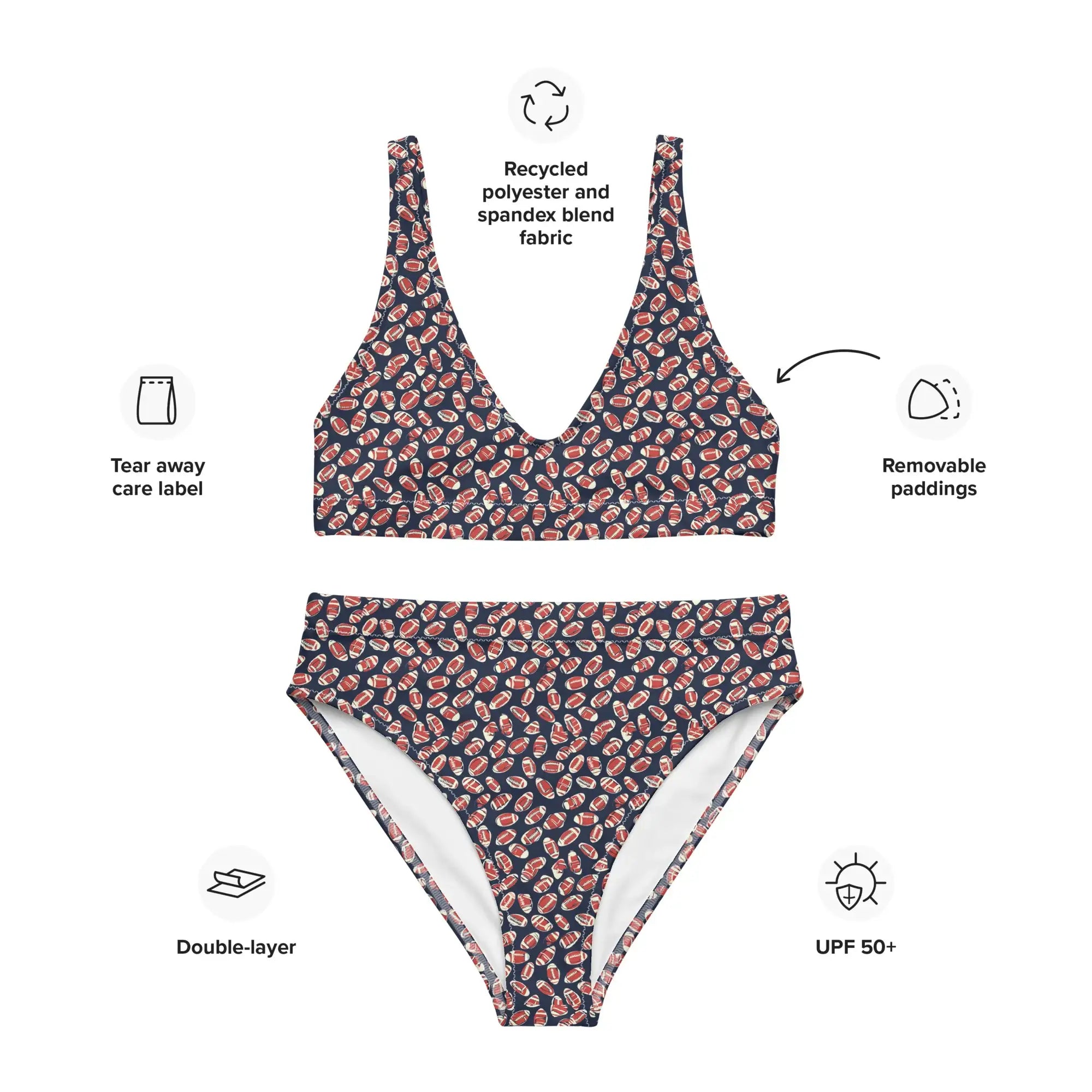 Football | Eco-Friendly | High-waisted Bikini | TeeandTurtle | Sustainable