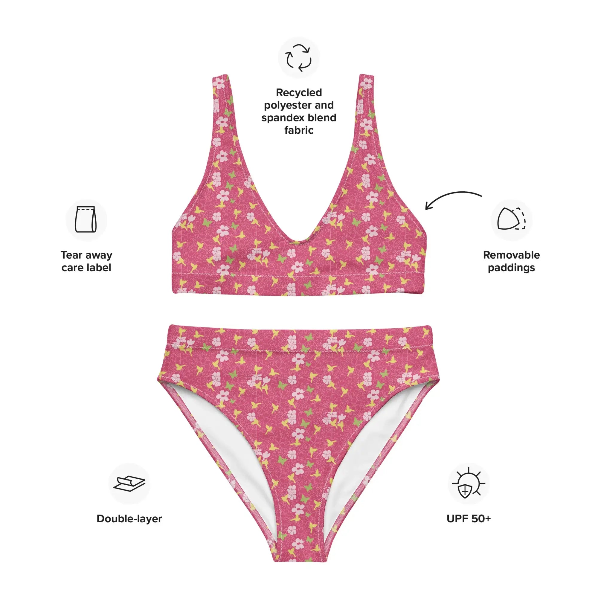 Morning Birds | Eco-Friendly | High-waisted Bikini | TeeandTurtle | Sustainable