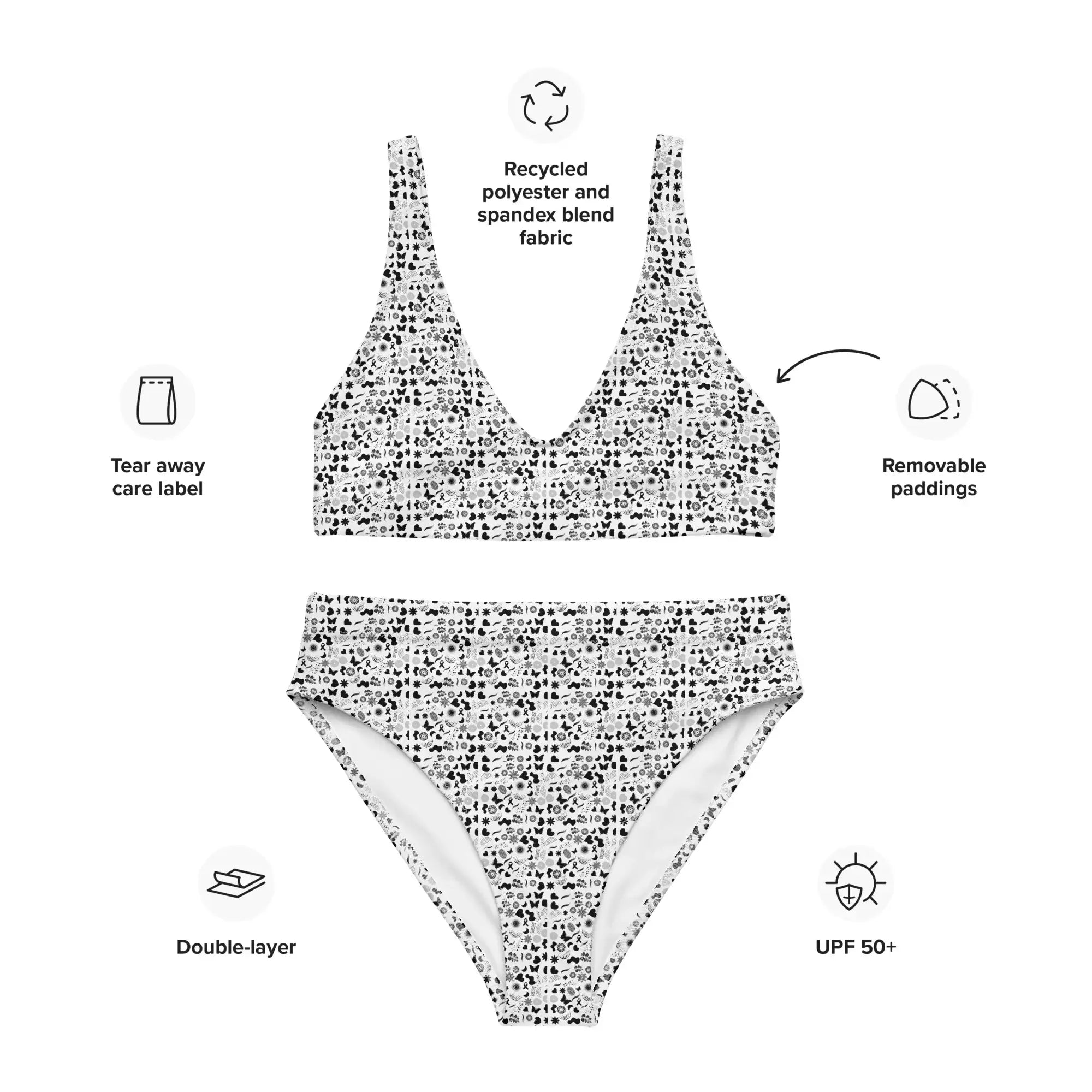 Black Garden | Eco-Friendly | High-waisted Bikini | TeeandTurtle | Sustainable