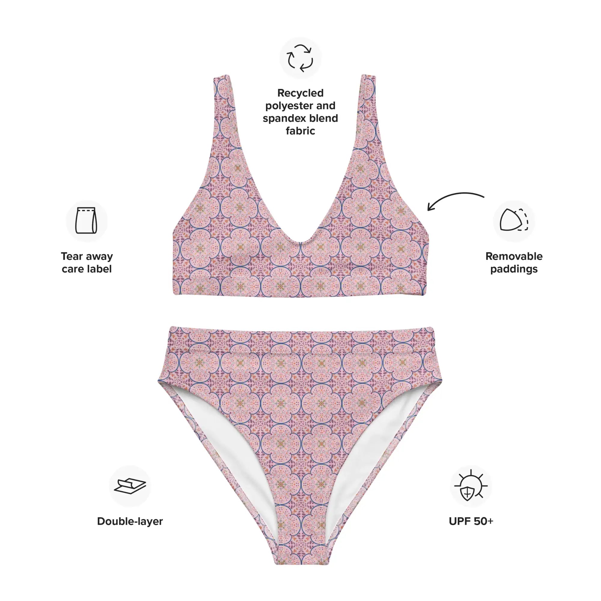Mandala Heart | Eco-Friendly | High-waisted Bikini | TeeandTurtle | Sustainable
