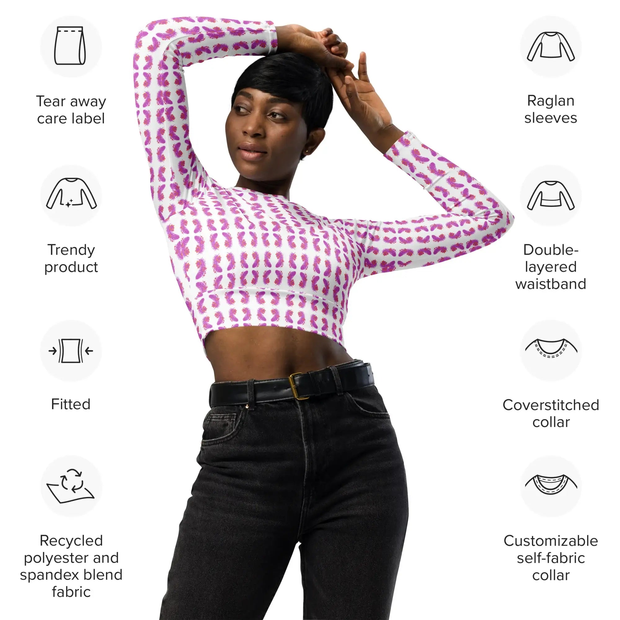 Pink Feather | Eco-Friendly | Crop Top | TeeandTurtle | Sustainable