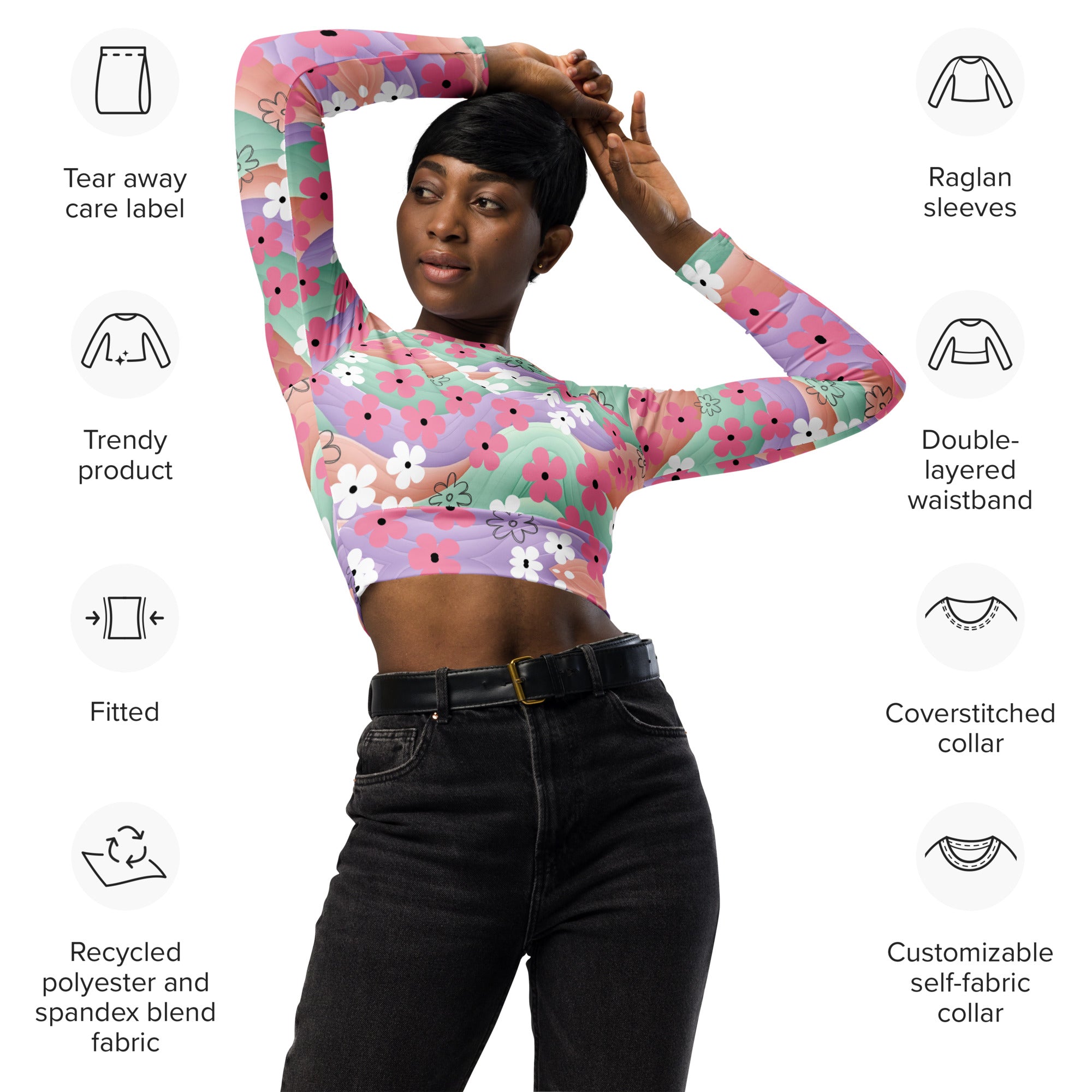 Waves Of Flowers | Eco-Friendly | Crop Top | TeeandTurtle | Sustainable