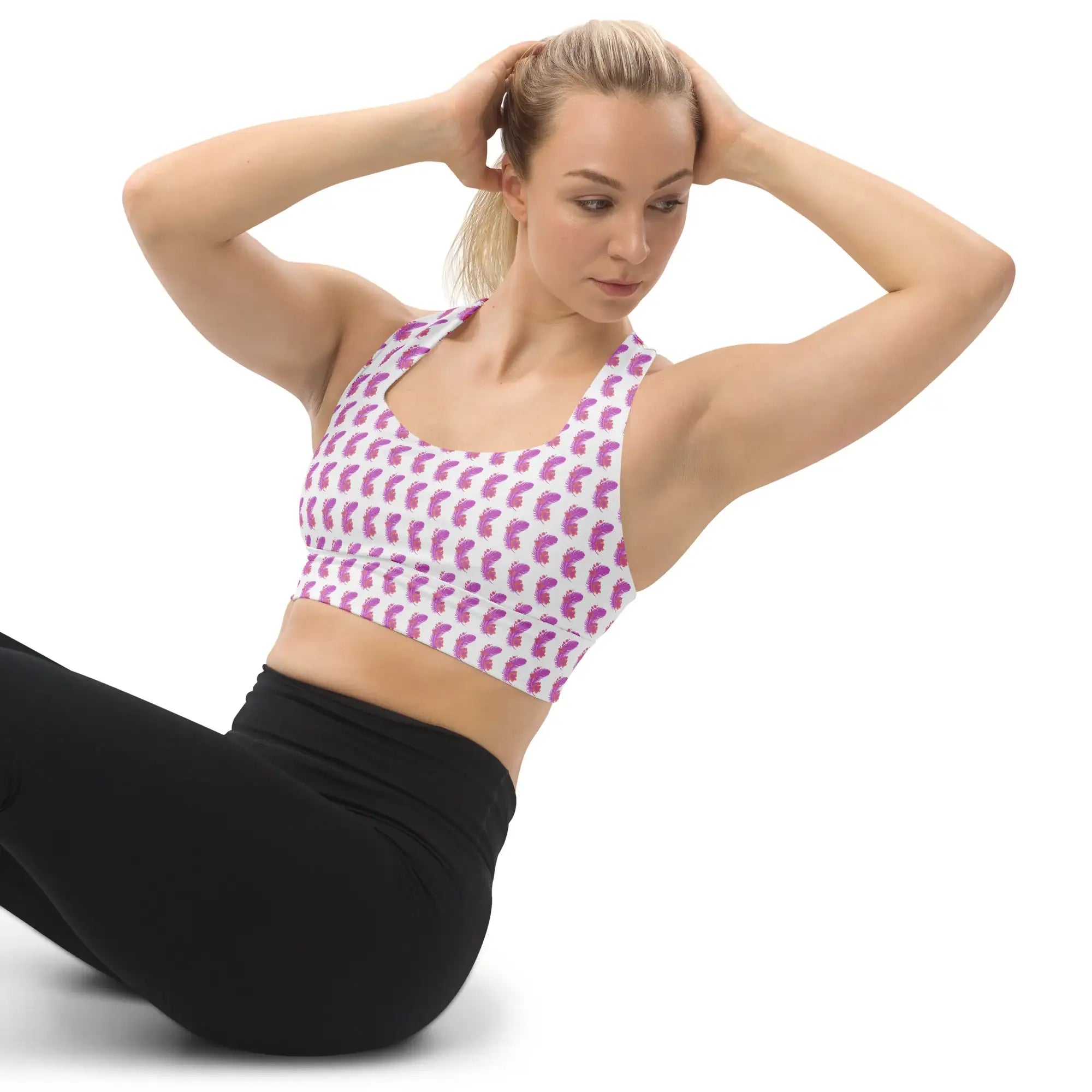 Pink Feather | Eco-Friendly | Sports Bra | TeeandTurtle | Sustainable