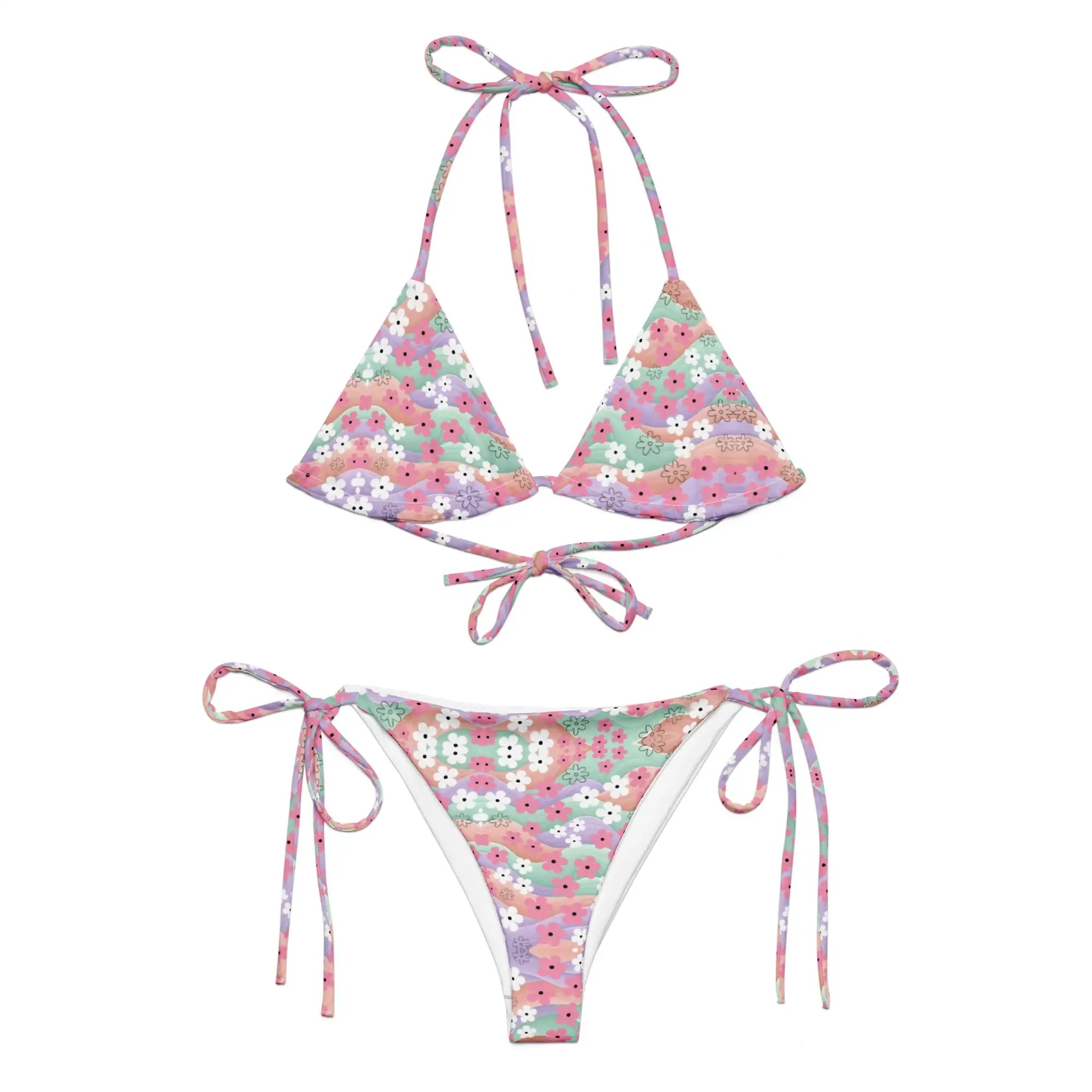 Waves of Flowers | Eco-Friendly | String Bikini | TeeandTurtle | Sustainable