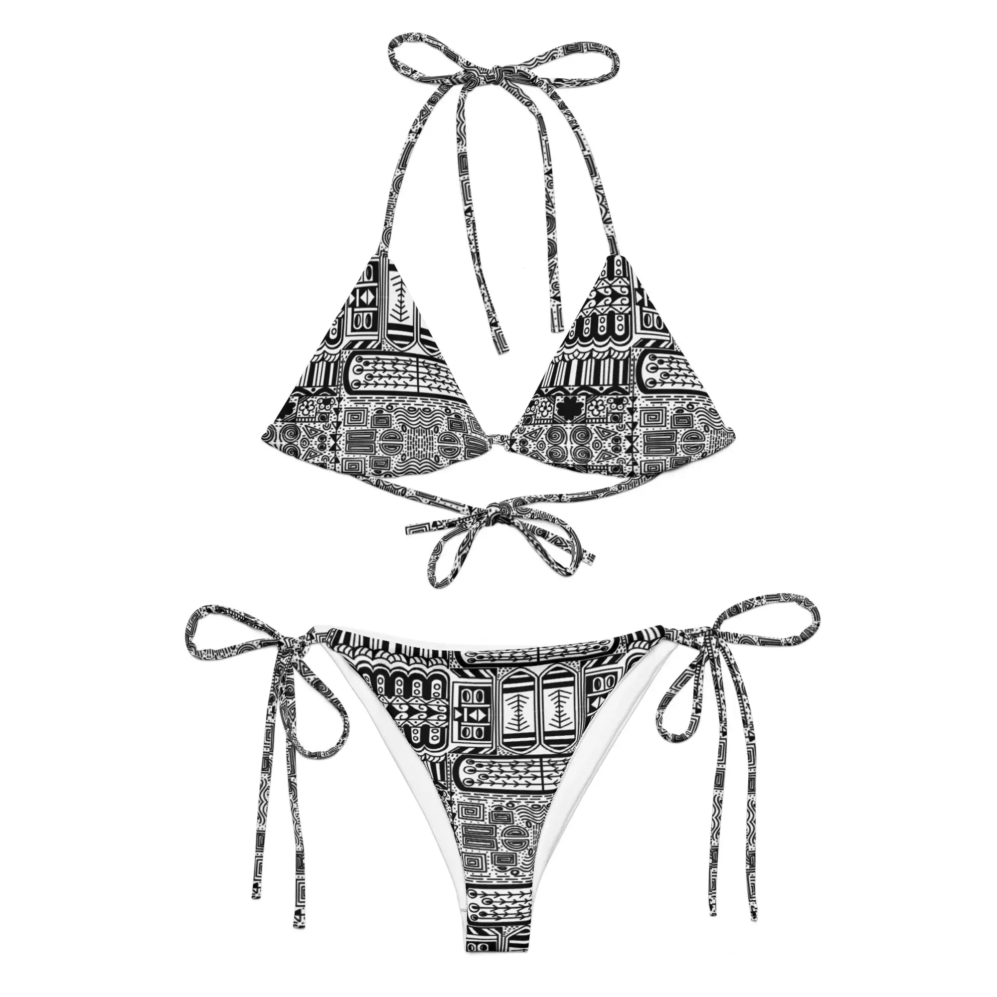 Black Aztek | Eco-Friendly | String Bikini | TeeandTurtle | Sustainable
