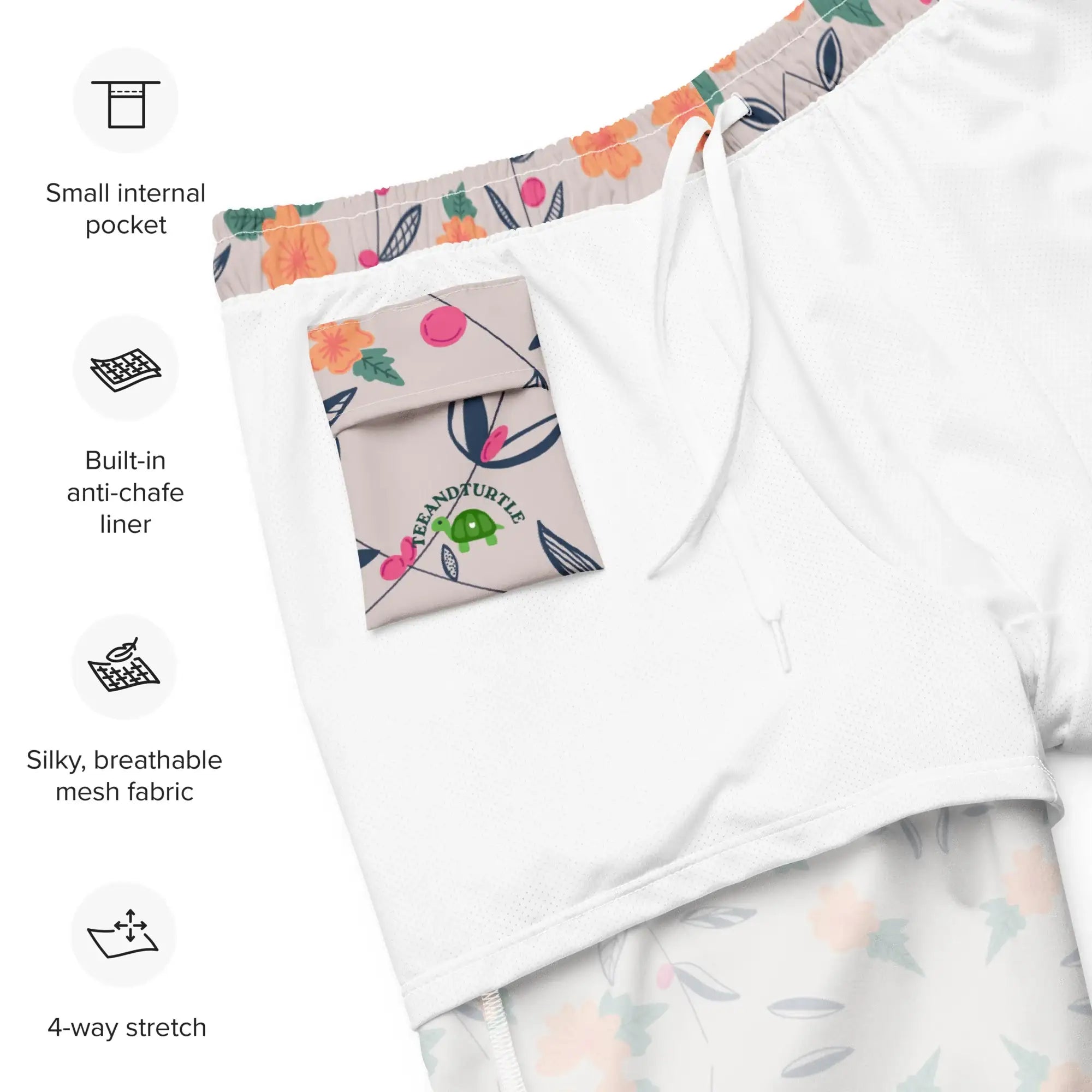 Floral Vines | Eco-Friendly | Swim Shorts | TeeandTurtle | Sustainable