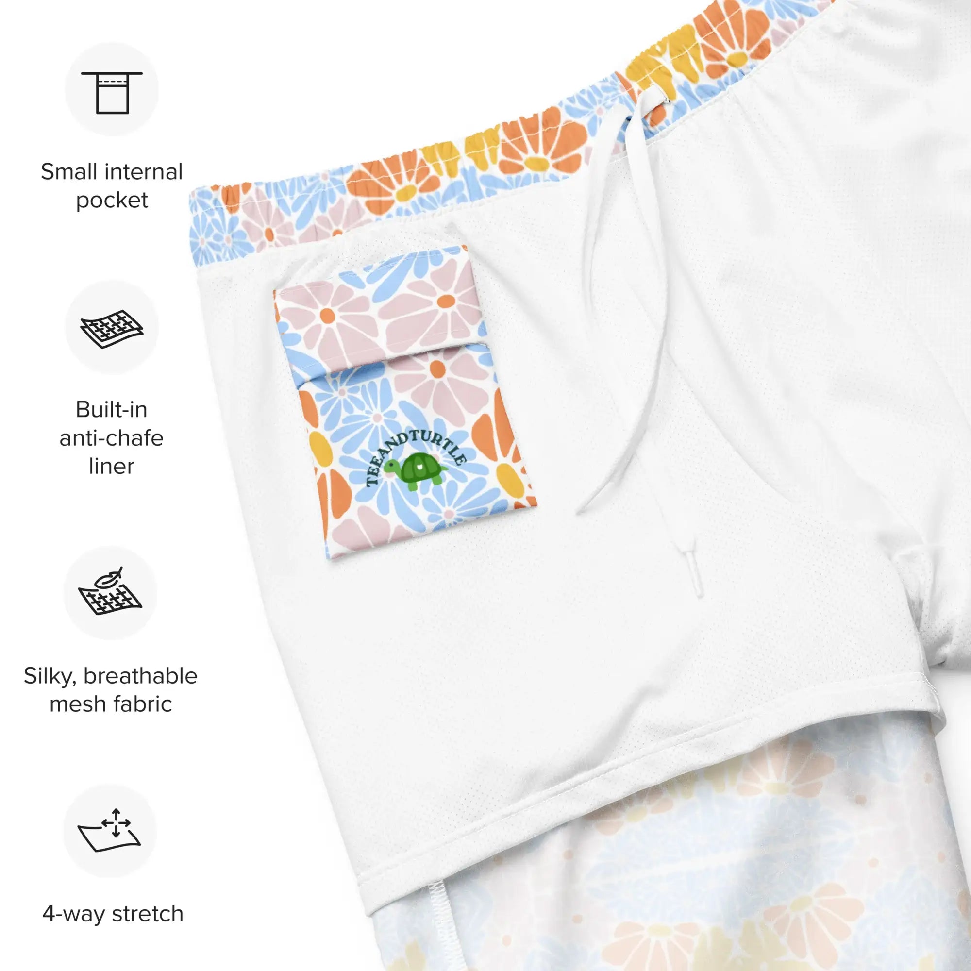 Florosent Bright Flowers | Eco-Friendly | Swim Shorts | TeeandTurtle | Sustainable