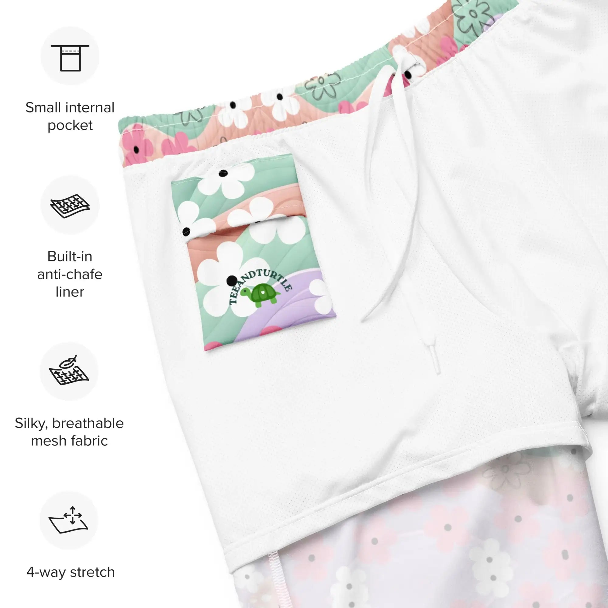Waves Of Flowers | Eco-Friendly | Swim Shorts | TeeandTurtle | Sustainable