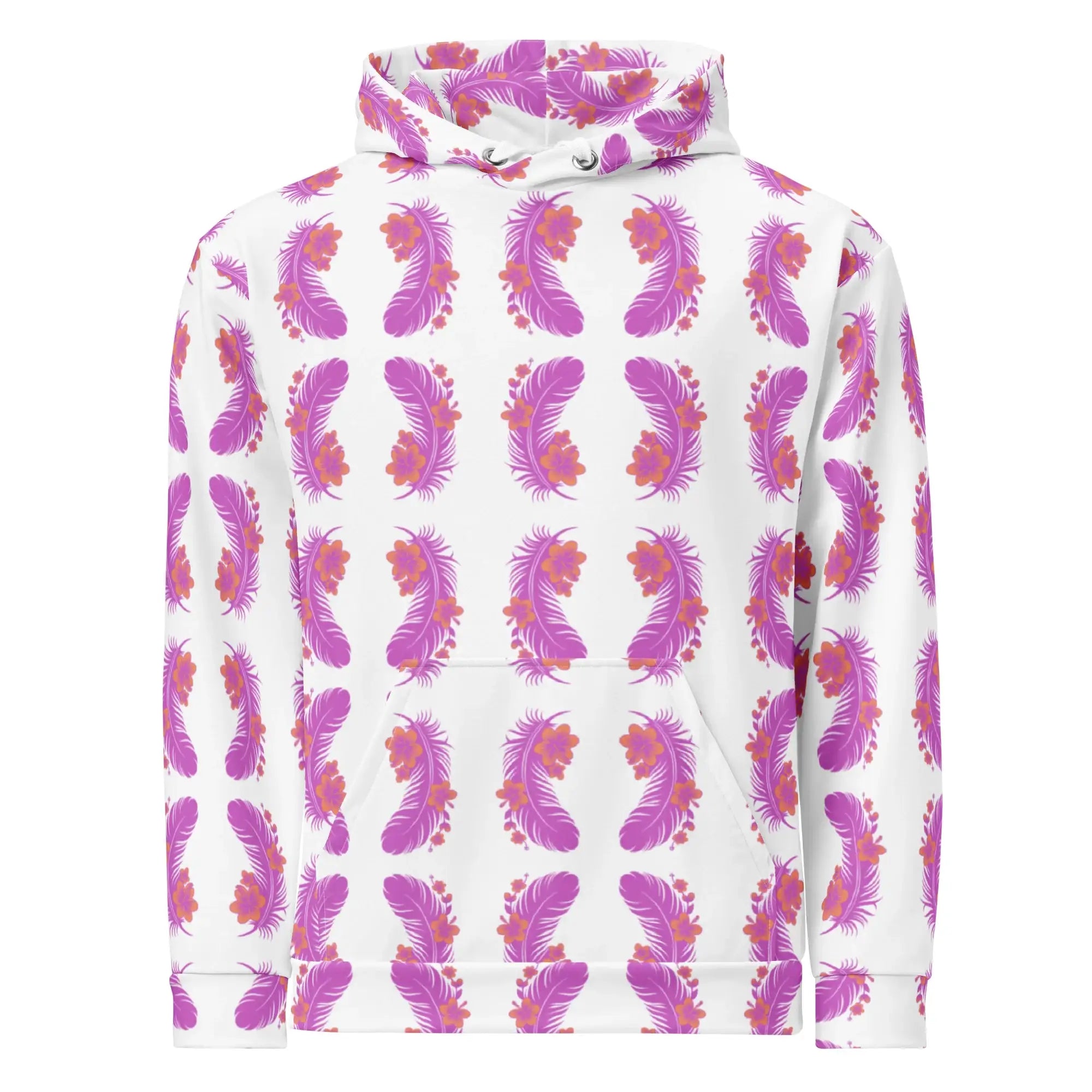 Pink Feather | Eco-Friendly | Premium Pattern Hoodie | TeeandTurtle | Sustainable