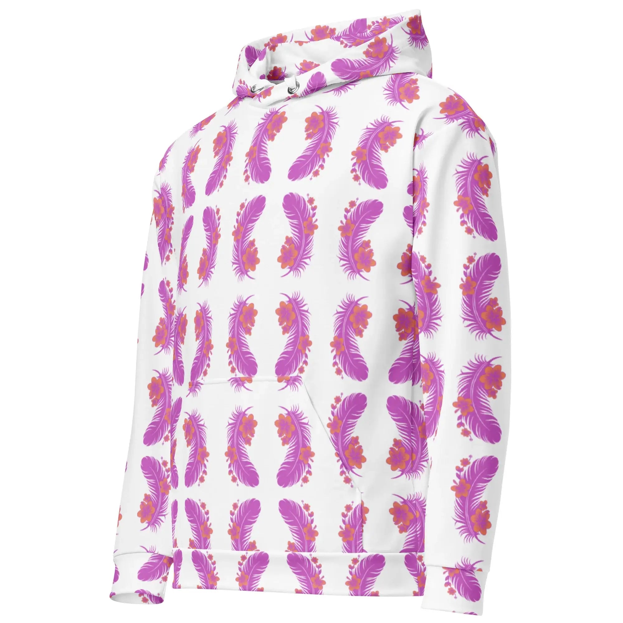 Pink Feather | Eco-Friendly | Premium Pattern Hoodie | TeeandTurtle | Sustainable
