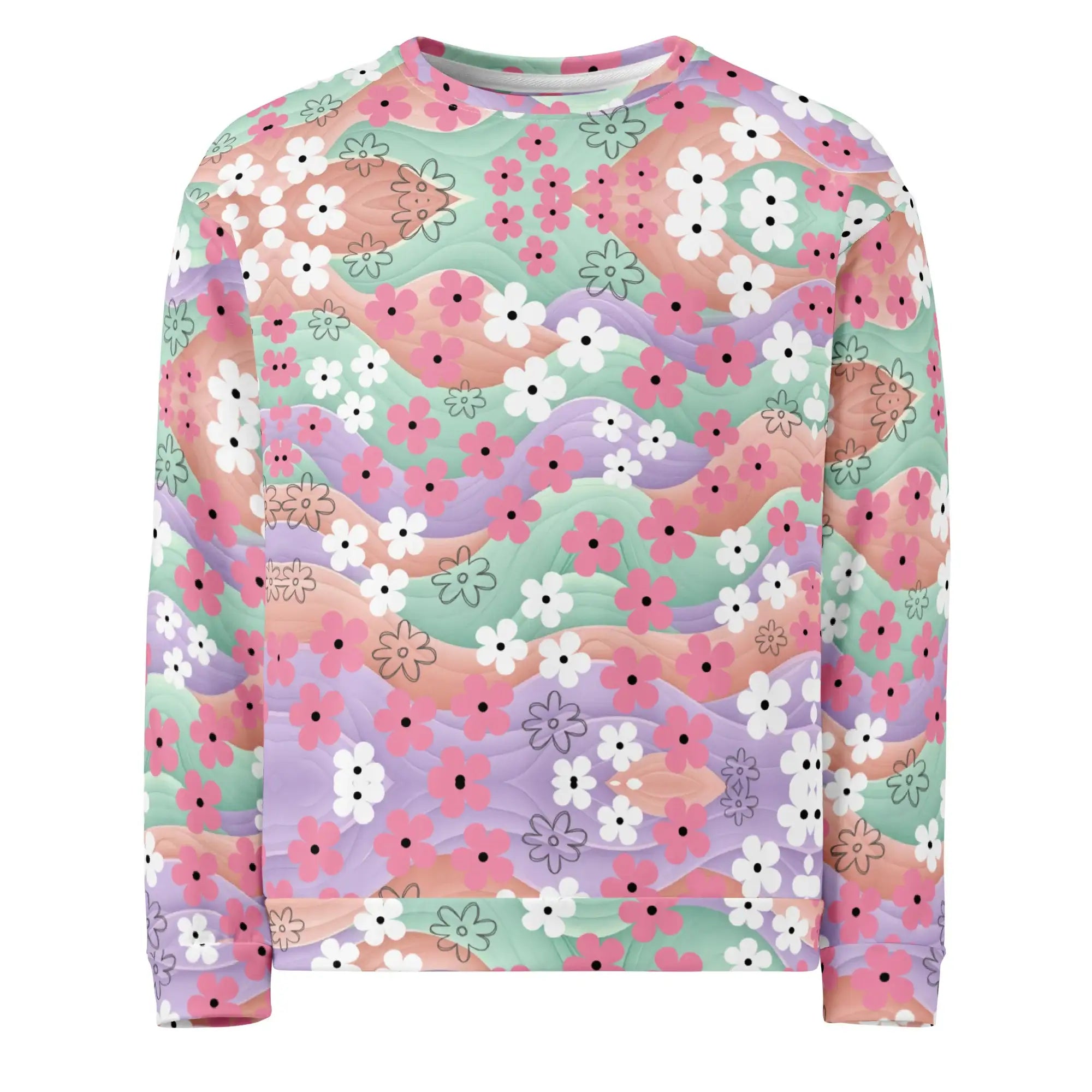 Waves Of Flowers | Eco-Friendly | Premium Pattern Sweatshirt | TeeandTurtle | Sustainable