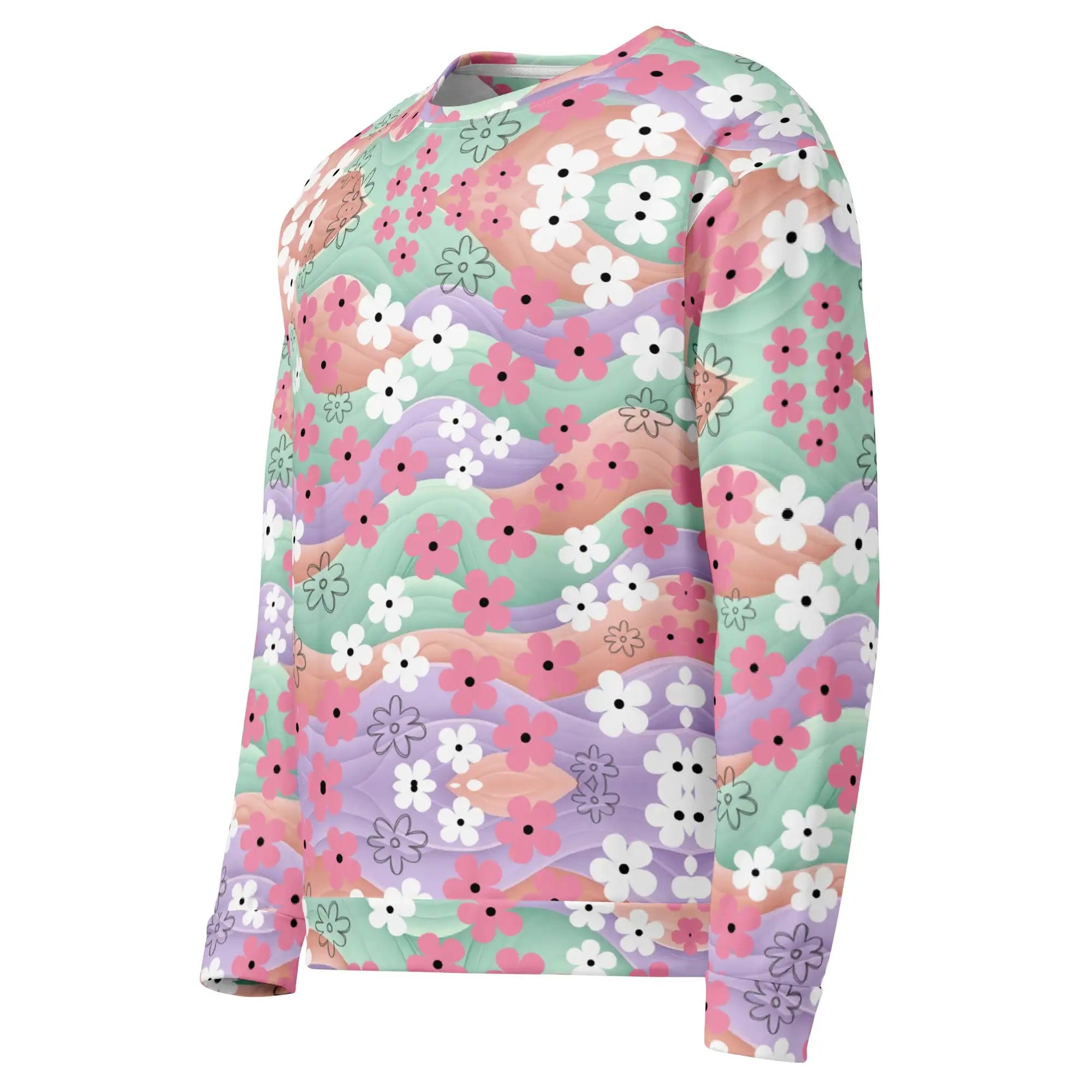 Waves Of Flowers | Eco-Friendly | Premium Pattern Sweatshirt | TeeandTurtle | Sustainable