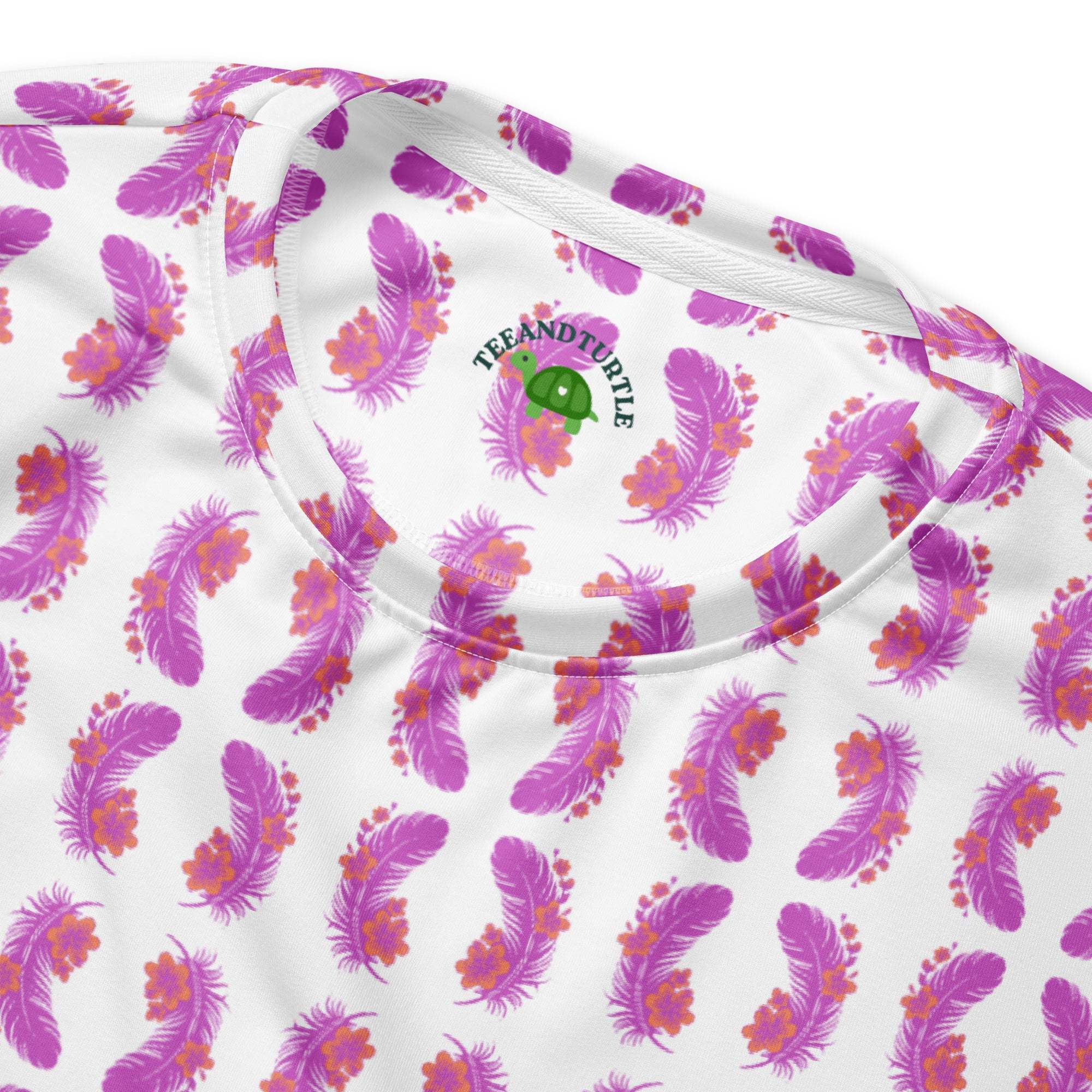 Pink Feather | Eco-Friendly | Premium Pattern Sweatshirt | TeeandTurtle | Sustainable