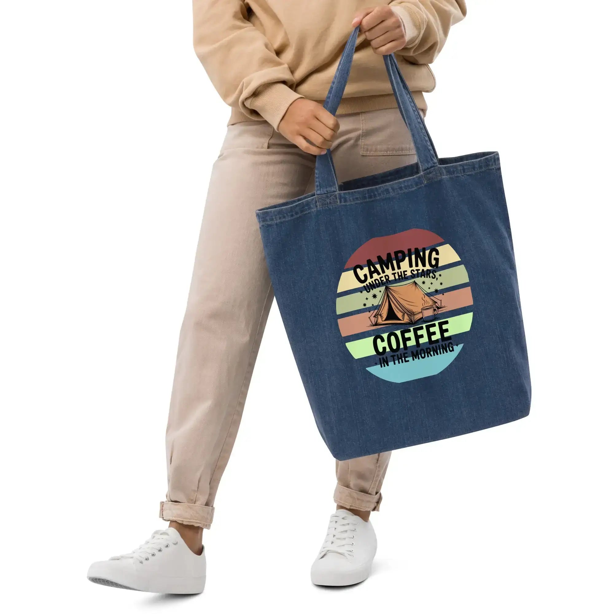 Camping | Eco-Friendly | Denim Tote Bag | TeeandTurtle | Sustainable