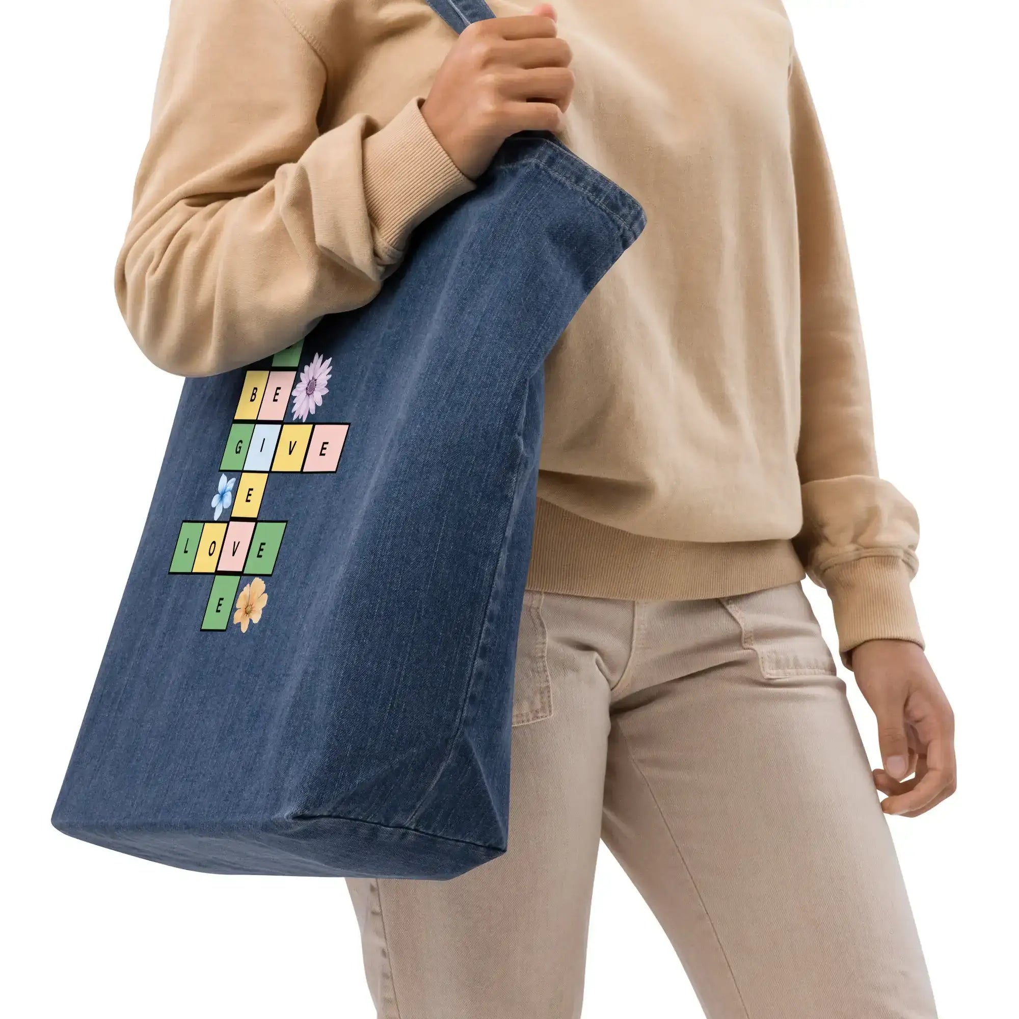 Puzzle | Eco-Friendly | Denim Tote Bag | TeeandTurtle | Sustainable
