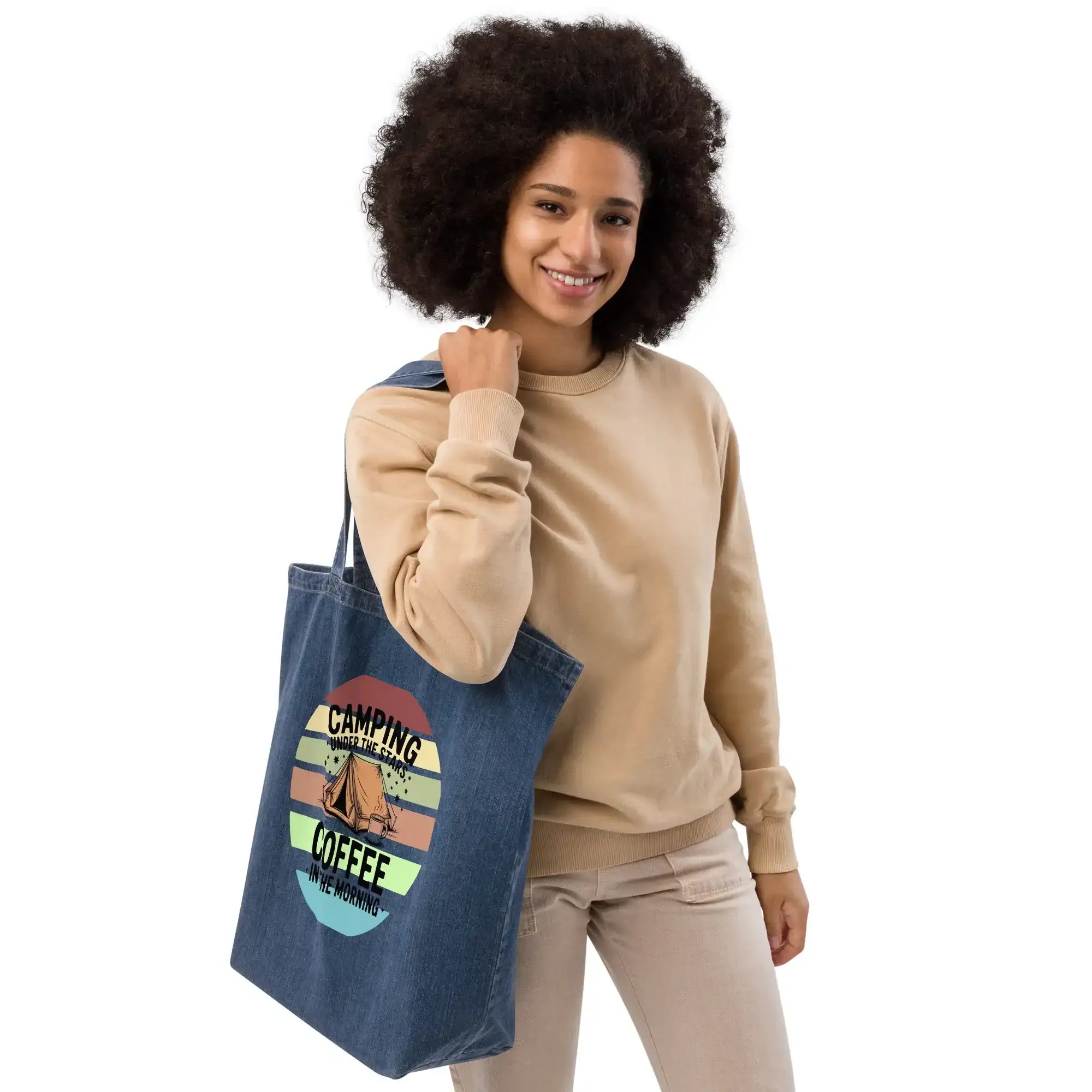 Camping | Eco-Friendly | Denim Tote Bag | TeeandTurtle | Sustainable