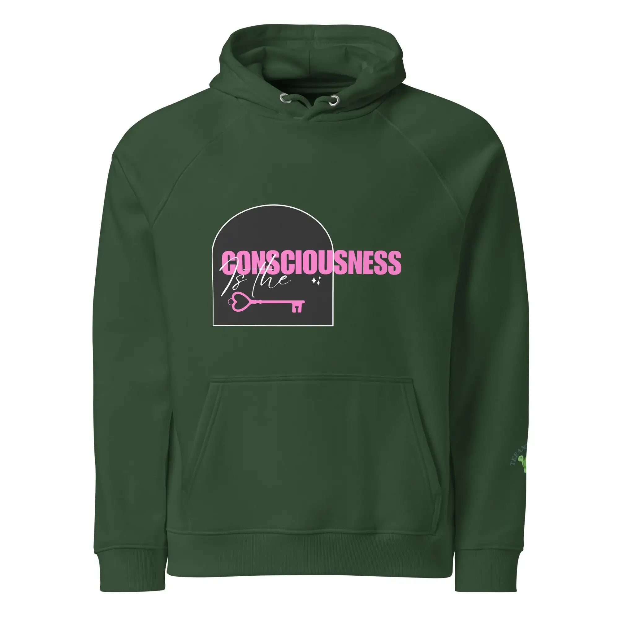 Consciousness Is The Key | Eco-Friendly | Raglan Hoodie | TeeandTurtle | Sustainable