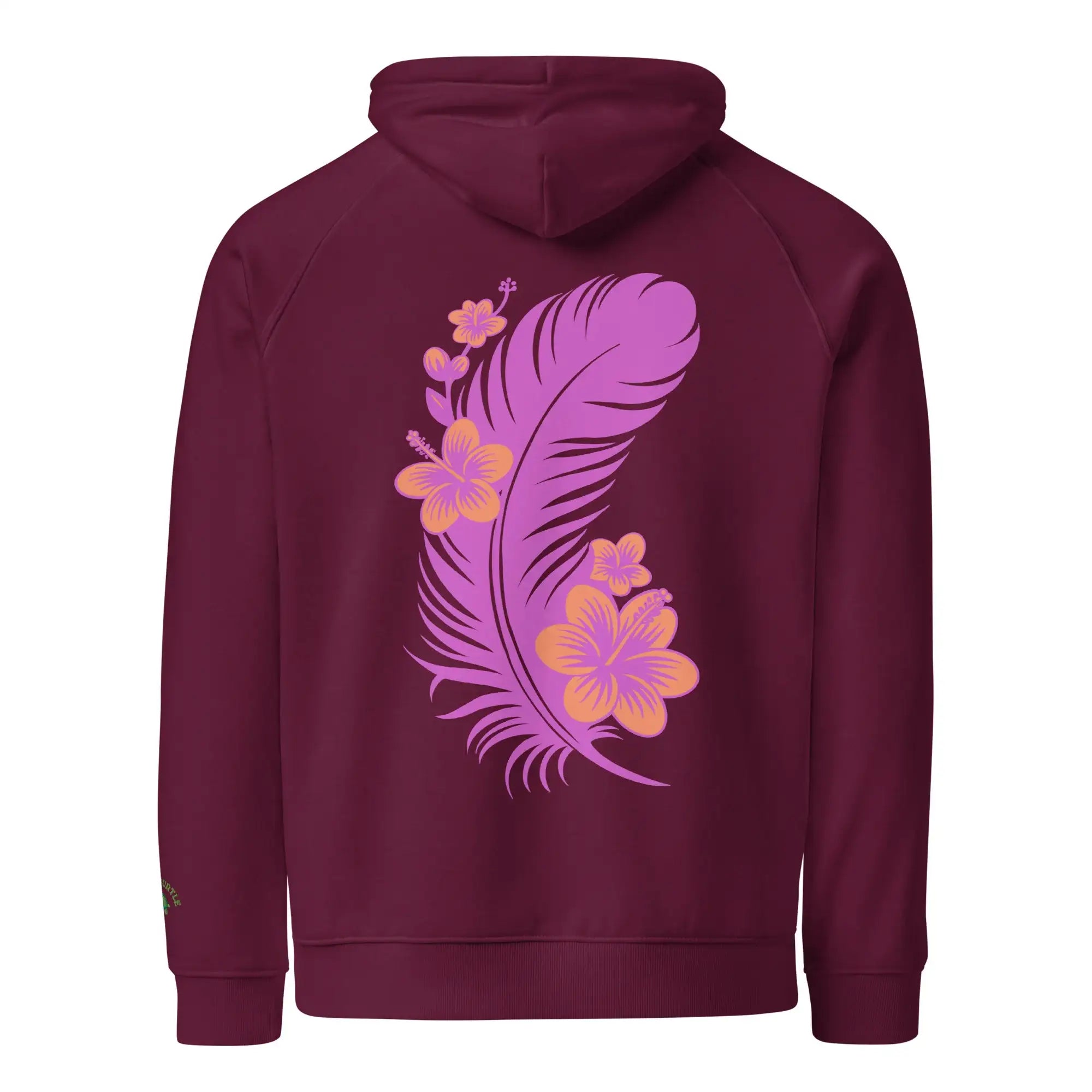 Pink Feather | Eco-Friendly | Embroidered Hoodie | TeeandTurtle | Sustainable