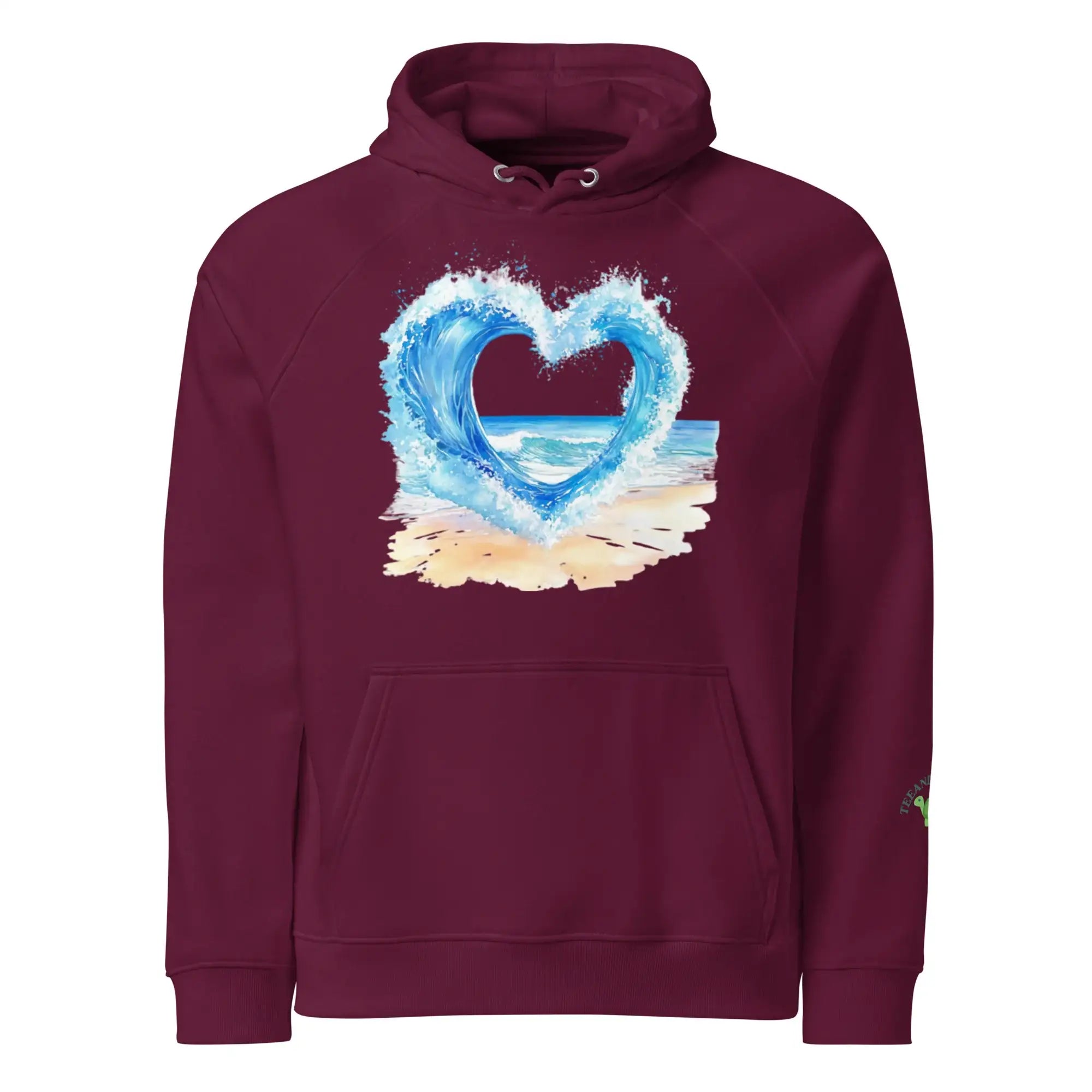 Wave Heart | Eco-Friendly | Raglan Hoodie | TeeandTurtle | Sustainable