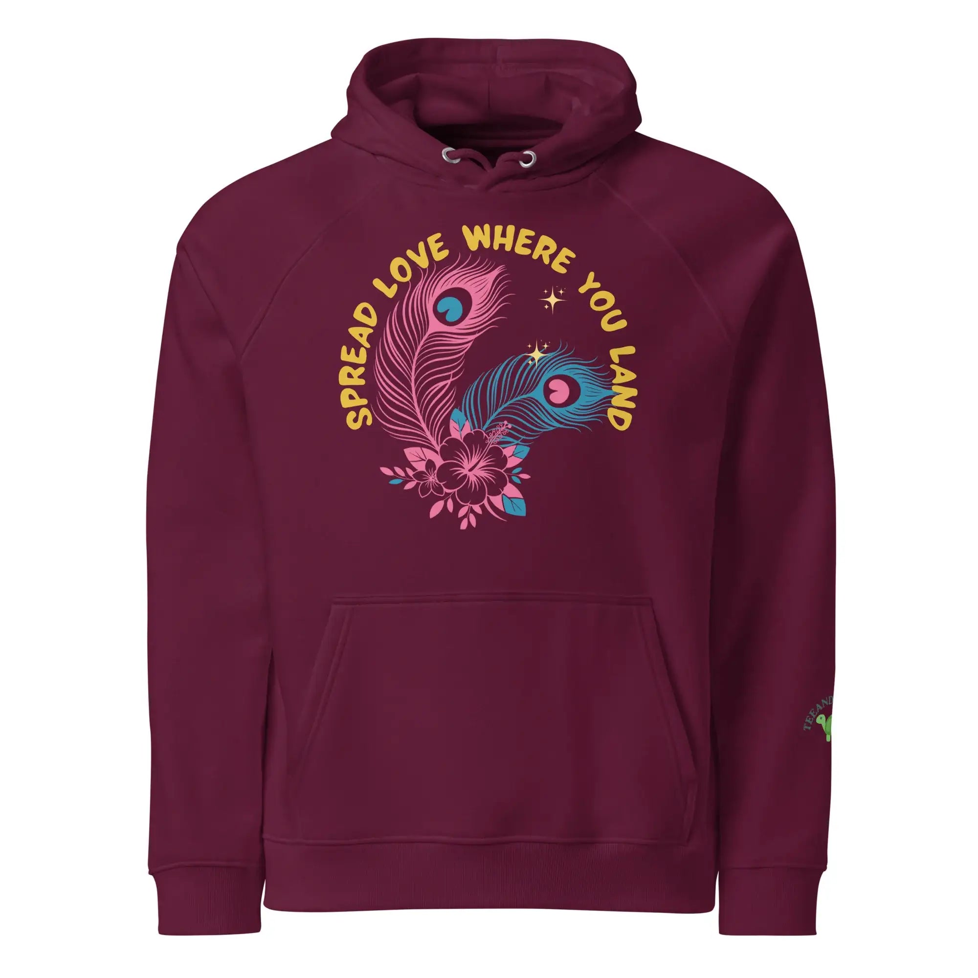 Spread Love | Eco-Friendly | Raglan Hoodie | TeeandTurtle | Sustainable